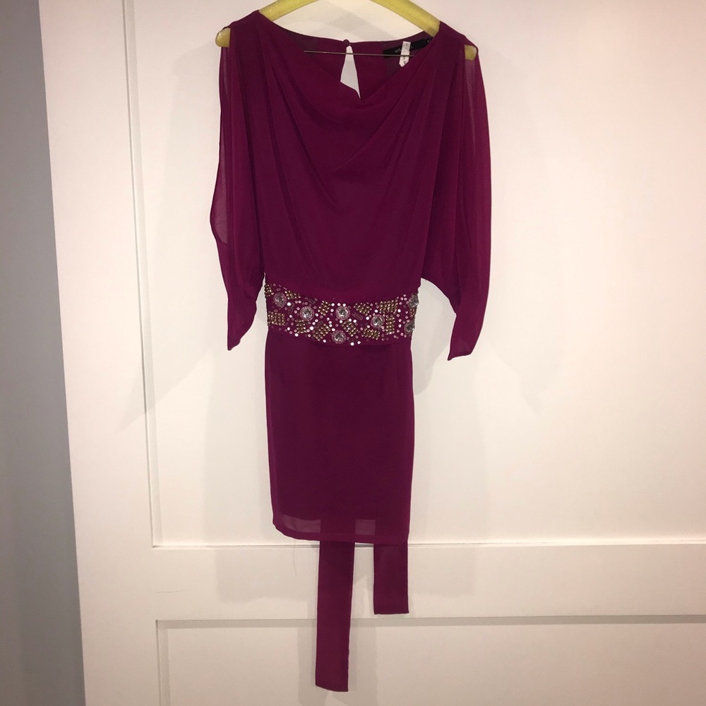 Fuscia party dress with beaded center